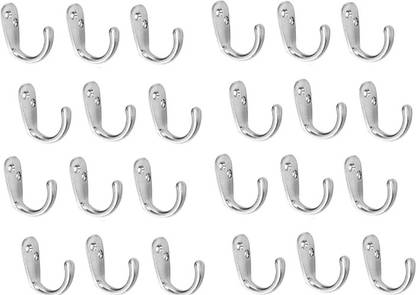 deeplax Aluminium Alloys Single J Hook Cloth Hanger Bathroom Wall Door Hooks For Hanging keys,Clothes,towel,Holder, Steel Hooks Hook Rail Silver Hook (chrome finished) (Pack of 24) Hook 1