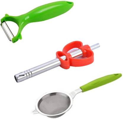 Skyplex Tea strainer, Steel Lighter, Peeler combo Set Kitchen Tool Set