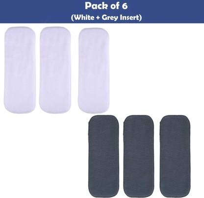 kogar All New Reusable Washable Daily Use High Absorable Nappy Diaper Liner/Insert For Baby New Born to 2 Year Grey And White Colour