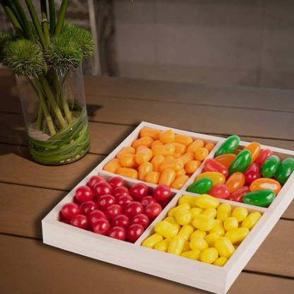 Whittlewud Four Sections Wooden Tray (7 x 7 x 1.22 Inch)- Square Wood Serving Tray with Four Simple Designed Compartments Tray