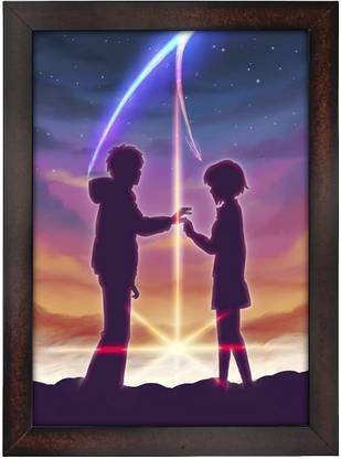 Your Name Kimi No Na Wa Paper Printed Poster with Brown Frame Paper Print