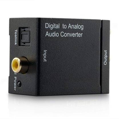 JAMUS  TV-out Cable Digital to Analog Audio Converter SPDIF Optical/Fiber Coaxial Coax Input to Analog 2.1 Stereo Audio Output Converter Adapter.>>Optical Cable and Rca cable are Included (Black, For TV)
