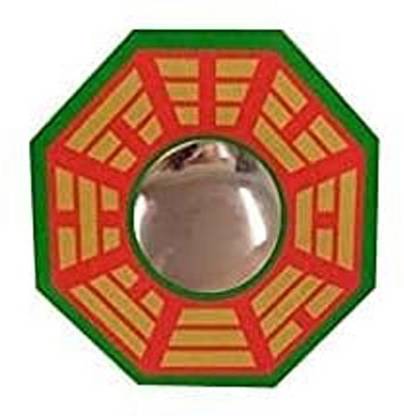 PPJ Chinese Convex Vastu Bagua(Pa Kua) Mirror For Positive(Chi) Energy | Wall/Door Decor For Protection (Small) (4 Inch x 4 Inch) Decorative Showpiece - 10 cm