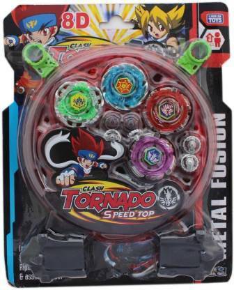 The Simplifiers Tornado Beyblades Set of 4 with Battle field and launcher