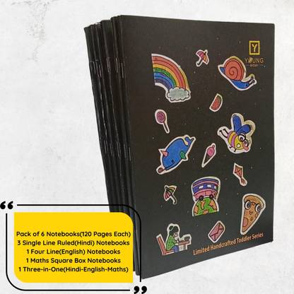 Young Indian Revolution 120 Page Hindi English Maths Notebook Regular Notebook 3 Single Line Ruled, 1 Four Line(English), 1 Maths Box, 1 Three-in-One(Hindi, English, Maths) 120 Pages