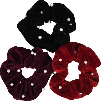 Matkooz VELVET PEARL HAIR SCRUNCHIES Rubber Band