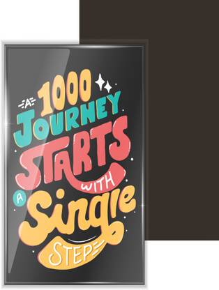 dhcrafts Fridge Magnet Rectangle Acrylic Glass (8.6 x 5.4 cm) Black Color Travel 1000 Journey Starts With A Single Step Design Pack of 1 Fridge Magnet Pack of 1