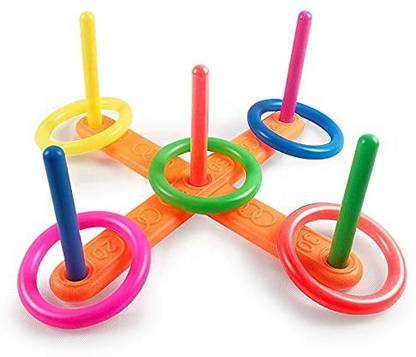 Pulsbery Plastic Rainbow Stacking Ring Toss Throw Game Toys for Kids,Multicolor,Pack of 1 (Ring TOSS Game-1)
