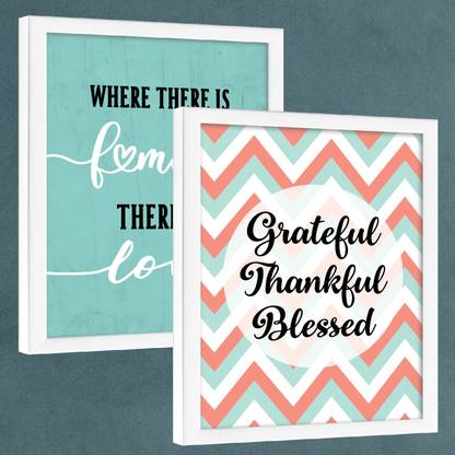 Family Quote Frame - Family Motivational Quote Frame - Family Quotes Photo Frames for Wall Decoration & Decor - Family Quotes Frames for Bedroom - Family Love Quotes - pack of 2 Paper Print