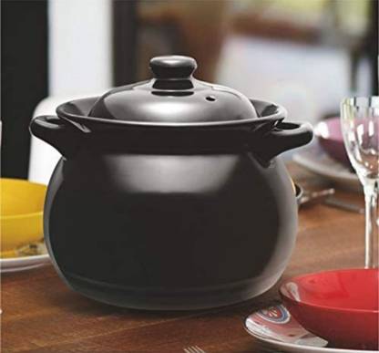 MDNSHO by Mdnsho Ceramic safe enigma cookware ceramic cooking pot 2500 ml Handi 2500 L with Lid