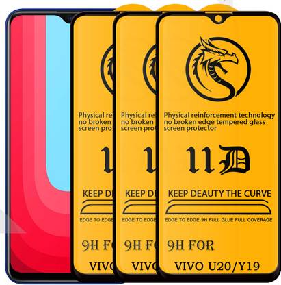 Dgeot Edge To Edge Tempered Glass for Vivo Y19 |With Easy Installation Kit|Impact Absorb|Full Adhesive Glass|