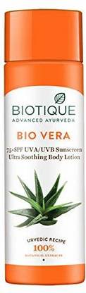 BIOTIQUE Sunscreen - SPF 50 PA+ Bio Vera 75+ UVA/UVB Sunscreen Ultra Soothing Body Lotion