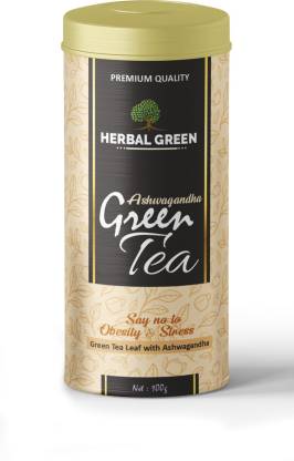 Herbal Green Ashwagandha Green Tea whole Leaf for Immunity and Strength Building Herbs Herbal Tea Tin