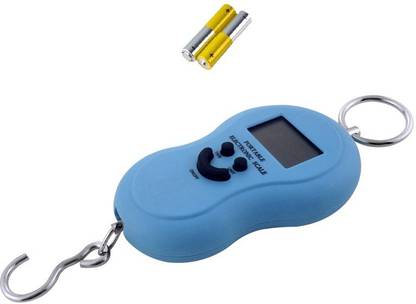 Qozent 50kg Hook Type Digital Led Screen Portable Luggage Weighing Scale (Sky Blue) Smiely - with Batteries Weighing Scale