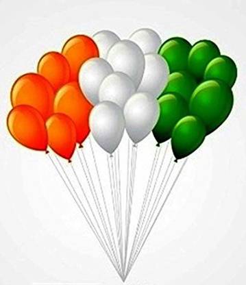 Wisdom Decor Solid Tringa Balloons Tri Color Orange, White & Green Balloon. Indian Flag Colour Balloons (Pack of 60) Balloon