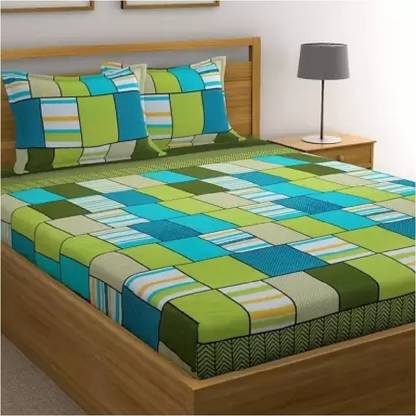 Home Readiness Polycotton Double Flat 160 TC Checkered Bedsheet