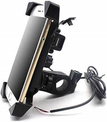 UKRAINEZ Chargeable Mobile Holder for Bike| Motorcycle Phone Mount|Smartphones USB Charger and Waterproof 360 Rotation for All Smartphone Mobile Holder (Black)____ Mobile Charging Bike Holder P-37 5 A Bike Mobile Charger