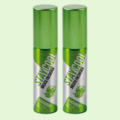 STAY COOL Breath Freshener Sprays - Pack of 2 - 20 ML per unit - ALCOHOL FREE Sugar FREE Fat FREE - Mouth Freshener Spray
