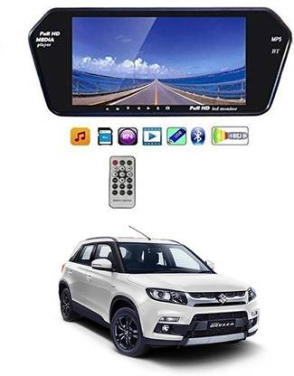 AYW brezza 7 Inch LED Car Rearview Monitor Mirror with Touch Button Univarsal For All Cars काला LED