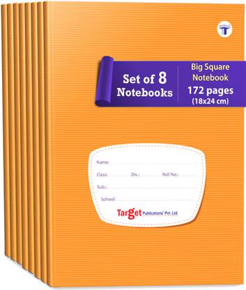 Target Publications Big Square Ruled Notebooks (172 Pages) | Soft Brown Cover | 18 cm x 24 cm Approx | Maths Exercise Small Notebooks (Square - 1 inch) | Pack of 8 Books | GSM 58 Regular Notebook Ruled 1376 Pages
