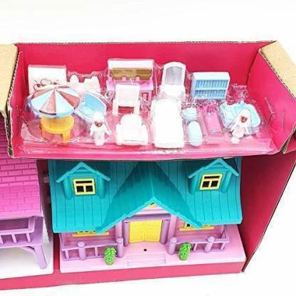 Just97 MOL Funny Doll House Play Set with Loving Family (Multicolor)