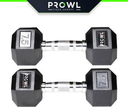 PROWL Rubber Coated Professional 7.5 Kg*2 Hexa Home Gym Exercise Equipment (Men & Women) Fixed Weight Dumbbell