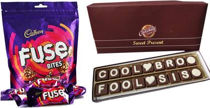 FabBites Cool Bro Fool SIS Chocolate Message with Cadburry Fuse Bites Pack Combo