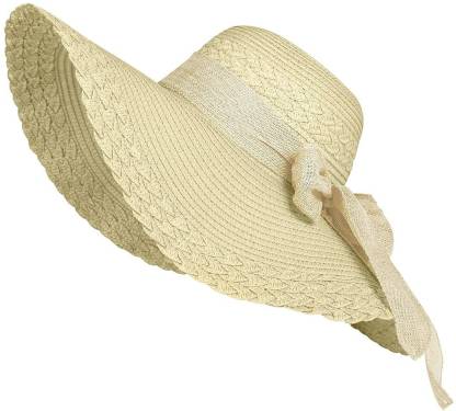 Summer Beach Hat For Women Foldable Wide Large Brim Floppy Sun Straw Hat Cap C