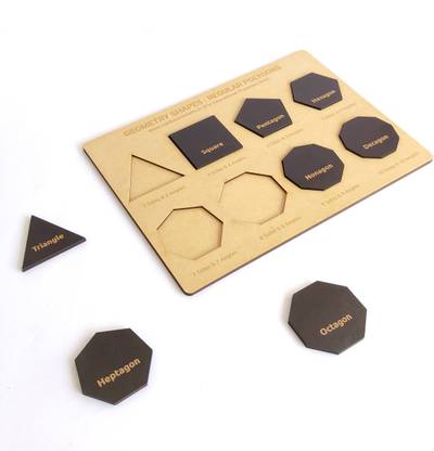 Cardboard Crafts Wooden Geometry Shapes Regular Polygons Puzzle Board - For Experiential Learning and Montessori Education
