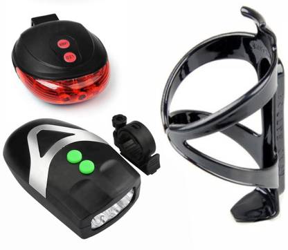प्रोटोस इंडिया.नेट Head Light & Horn, Tail Laser Light, Water Bottle Holder (Combo) LED फ्रंट रियर लाइट कॉम्बो