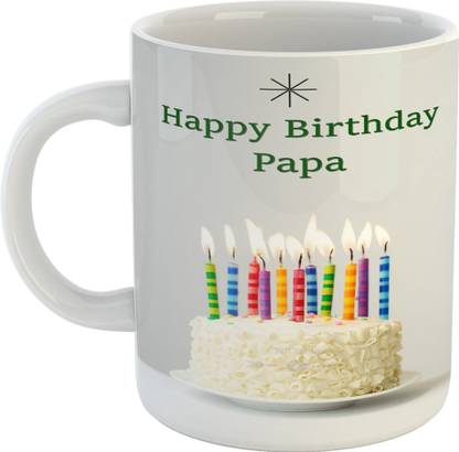 Clovez Happy Birthday Papa Ji Ideal and Sweet Gift and Return Gift Choice For Dad Father Papa Father'S Day Pita Ji Daddy Printed White Ceramic Coffee (350 ml) Ceramic Coffee Mug