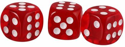 Brightstar Pack of 3 Transparent Acrylic Ludo Dice 16 mm Game Red Transparent Dice Board Game Accessories