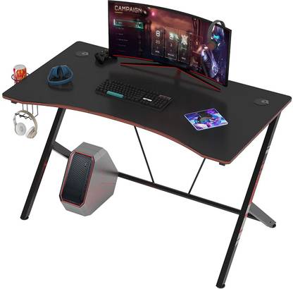 Flipkart Perfect Homes Studio 47"Ergonomic Gaming Desk withHeadphone/Cup Holder, Curved Computer Table (Black) Engineered Wood Computer Desk
