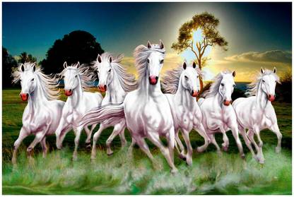 7 horses poster Paper Print