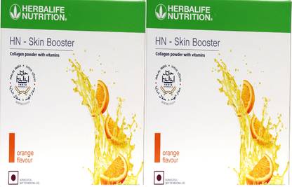 HERBALIFE Skin Booster Collagen Drink Mix-Orange Flavour For Better Skin Health-2 Pack Plant-Based Protein