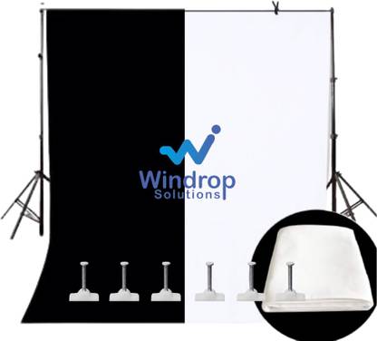 Windrop Solutions ® Combo of Black & White Screen Background Photo Video Studio Back drop 8 x 12 for Indoor-Outdoor Online Classes YouTube Videos Made in India Reflector