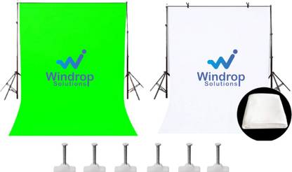 Windrop Solutions Combo of Green & White Screen Background Photo Video Studio Back drop 8 x 12 for Indoor-Outdoor Online Classes YouTube Videos Made in India Reflector