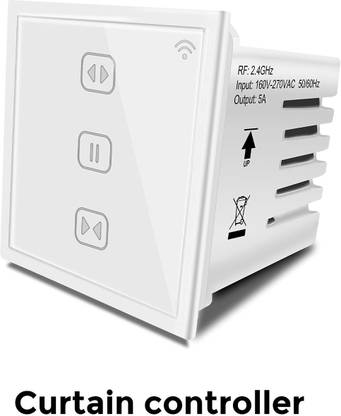 Auslese Smart WiFi Curtain Touch Wall Switch Glass Panel Timer Switch for Motorised Curtain Compatible with Alexa Echo and Google Home, IFTTT | Roma Standard Fitting