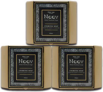 Neev हर्बल हैंडमेड सोप्स चारकोल सोप (100gm) - 3 का सेट