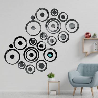 BEST DECOR 50 cm 40 Ring Dots Black-BD960 Glow in the Dark Sticker