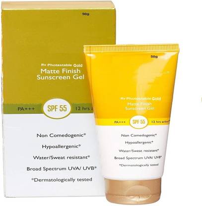 RV Sunscreen - SPF 50 PA+++ Photostable Gold Sunscreen Gel Spf 55