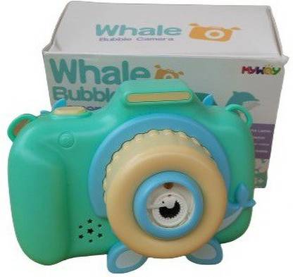 madago Electric Automatic Whale Print Camera Bubble Machine with Bubble Solution and hanging Strap for Kids Toy Bubble Maker