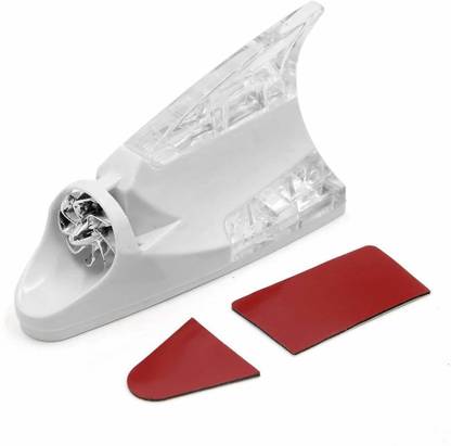 LAVITRA Car Auto Wind Power LED Light Shark Fin Antenna Flash Lamp - White wind Powered Car Shark Fin Antenna LED Warning Tail Led Flash Warning Light Satellite Vehicle Antenna