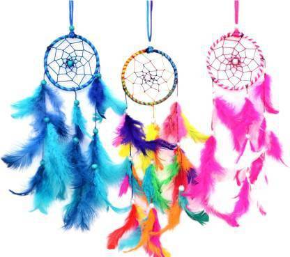 SAGAR ultimate Dream Catcher for wall hanging ,Bedrooms (12 inch, Blue, multi, pink)) Pack of 3