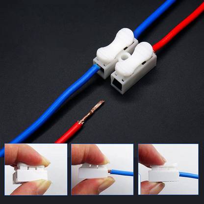 Electronic Spices 50pcs Cable Connectors 2 Pins Electrical Push Type Cable Connectors Quick Splice Lock Wire Terminal 220V 10A Push Type Wire Connector