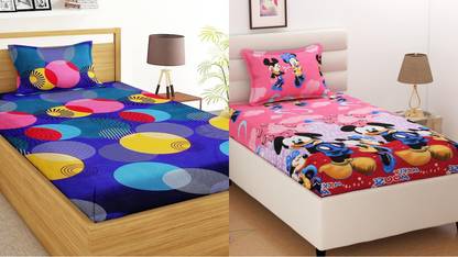 HSR Collection 144 TC Cotton Single Polka Flat Bedsheet