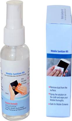 Casa Tech Clean germs and microscopic organisms Screen hygiene Compact Sanitizing solution for your phone, Pleasant Fragrance microbes spray cleaner Non Alcoholic mobile sanitizer kit Sanitize and disinfect your phone easily safe for Gadgets screens With Special clear formula is alcohol free ,dust remover ,sanitizing solution for your phone With Aromatic Fragrance, Proven formula to clean germs and bacteria also used for sanitizing your laptop, keyboard and other gadgets sanitizing solution for your phone, Disinfectant spray for everyday, mobile/laptop/Computer/hygiene Anti bacterial (Set Of 50ML Liquid & MicroFibre Cloth)
