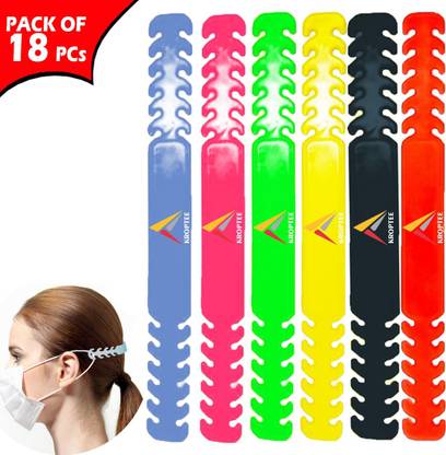Kroptee Face Mask Holder, Extender & Earloop Adjuster with Save Ear 6 point Extender one side (Pack of 18) Ear Plug