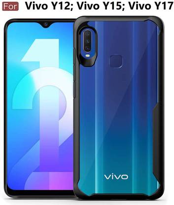ISAAK Back Cover for Vivo Y12, Vivo Y12 Eagle Smoke Cover (Transparent & Black) Double-Injected Shockproof Corners
