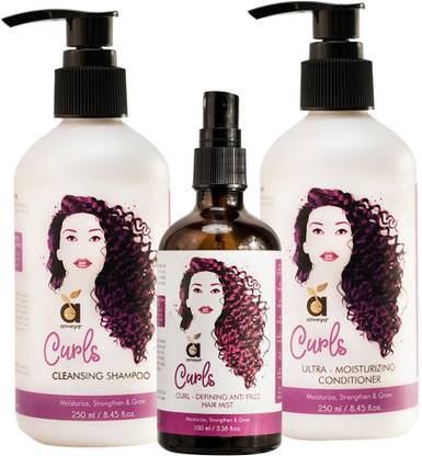 Anveya Curls Care Kit - Shampoo, Conditioner & Hair Mist: For Soft, Bouncy & Frizz-Free Curly Hair